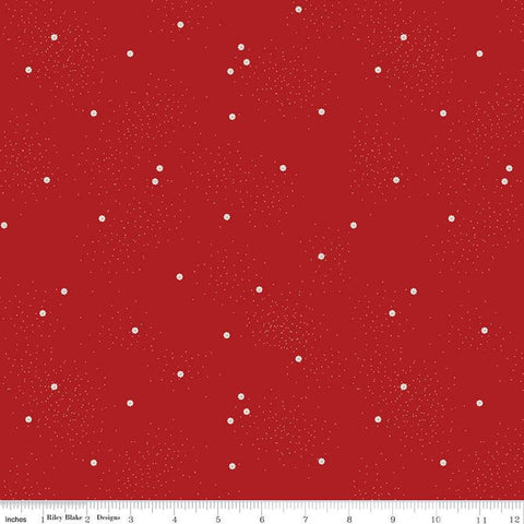 SALE Dainty Daisy C665 Barn Red by Riley Blake Designs - Floral Flowers Pin Dots - Quilting Cotton Fabric