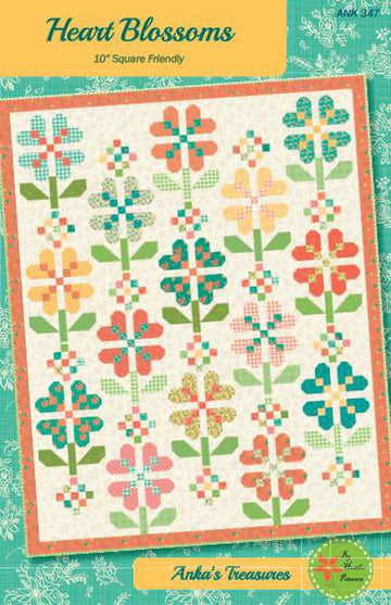 SALE Heart Blossoms Quilt PATTERN P154 - Heather Peterson - Riley Blake Designs - INSTRUCTIONS Only - Piecing - 10" Square Friendly