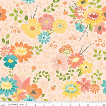 13" End of Bolt - SALE Spring's in Town Main C14210 Blush - Riley Blake Designs - Floral Flowers - Quilting Cotton Fabric
