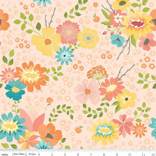 13" End of Bolt - SALE Spring's in Town Main C14210 Blush - Riley Blake Designs - Floral Flowers - Quilting Cotton Fabric