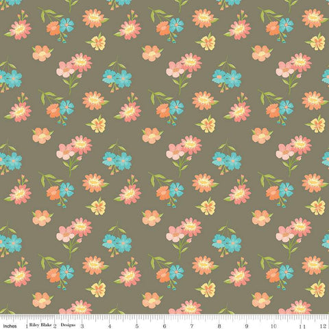 SALE Spring's in Town Floral C14211 Pewter - Riley Blake Designs - Flower Flowers - Quilting Cotton Fabric