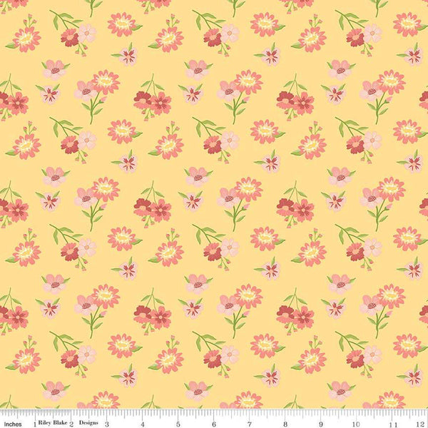 SALE Spring's in Town Floral C14211 Yellow - Riley Blake Designs - Flower Flowers - Quilting Cotton Fabric