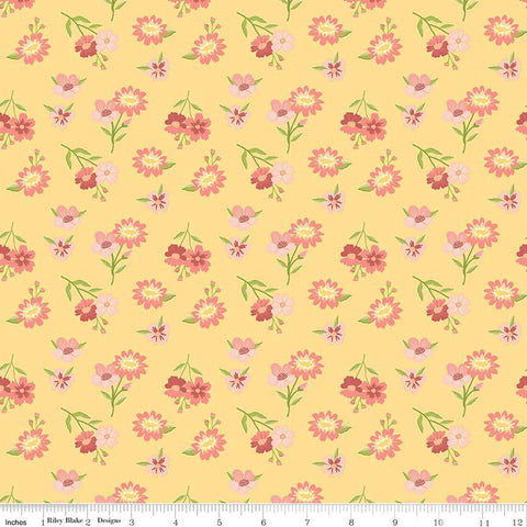 Spring's in Town Floral C14211 Yellow - Riley Blake Designs - Flower Flowers - Quilting Cotton Fabric