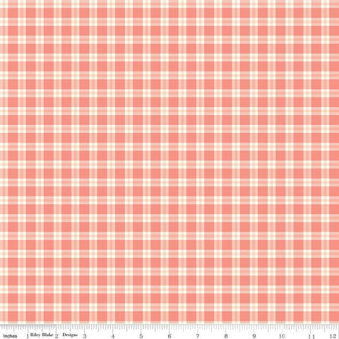 SALE Spring's in Town Plaid C14212 Coral - Riley Blake Designs - Quilting Cotton Fabric