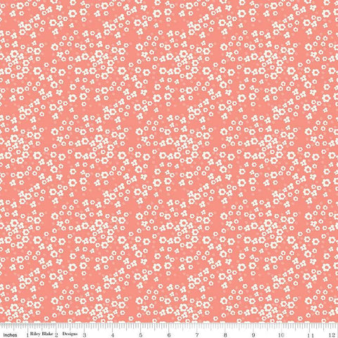 SALE Spring's in Town Blossoms C14215 Coral - Riley Blake Designs - Floral Flowers Dots - Quilting Cotton Fabric