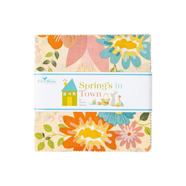 Spring's in Town Charm Pack 5" Stacker Bundle - Riley Blake Designs - 42 piece Precut Pre cut - Spring - Quilting Cotton Fabric