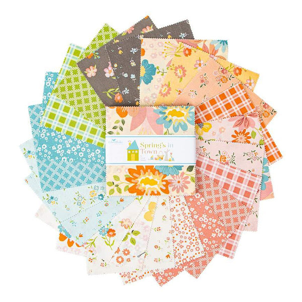 Spring's in Town Charm Pack 5" Stacker Bundle - Riley Blake Designs - 42 piece Precut Pre cut - Spring - Quilting Cotton Fabric