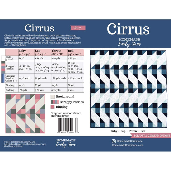 SALE Cirrus Quilt PATTERN P195 by Homemade Emily Jane  - Riley Blake Designs - INSTRUCTIONS Only - Half Square Triangles - Multiple Sizes