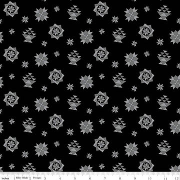 Fat Quarter End of Bolt - SALE Spring Barn Quilts Quilt Blocks C14332 Black - Riley Blake Designs - PRINTED Blocks - Quilting Cotton Fabric