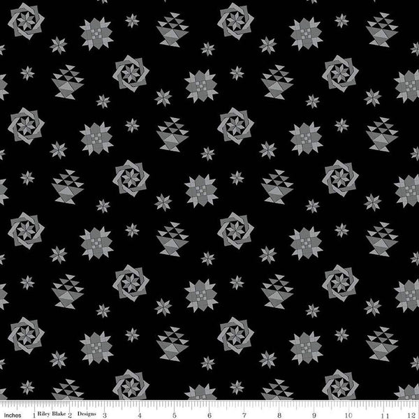 SALE Spring Barn Quilts Quilt Blocks C14332 Black - Riley Blake Designs - PRINTED Blocks - Quilting Cotton Fabric