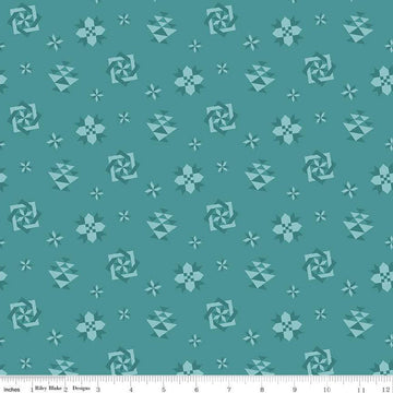 Spring Barn Quilts Quilt Blocks C14332 Teal - Riley Blake Designs - PRINTED Blocks - Quilting Cotton Fabric
