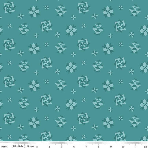 Spring Barn Quilts Quilt Blocks C14332 Teal - Riley Blake Designs - PRINTED Blocks - Quilting Cotton Fabric