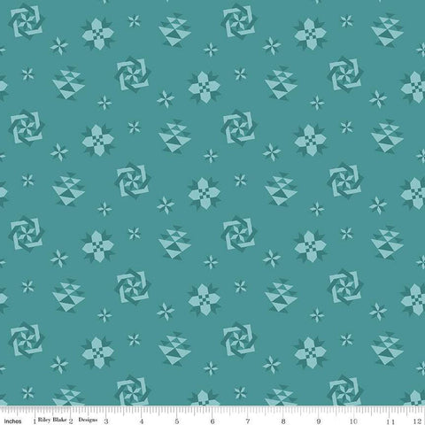 SALE Spring Barn Quilts Quilt Blocks C14332 Teal - Riley Blake Designs - PRINTED Blocks - Quilting Cotton Fabric