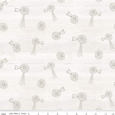 SALE Spring Barn Quilts Windmills C14333 Parchment - Riley Blake Designs - Line-Drawn Windmills - Quilting Cotton Fabric