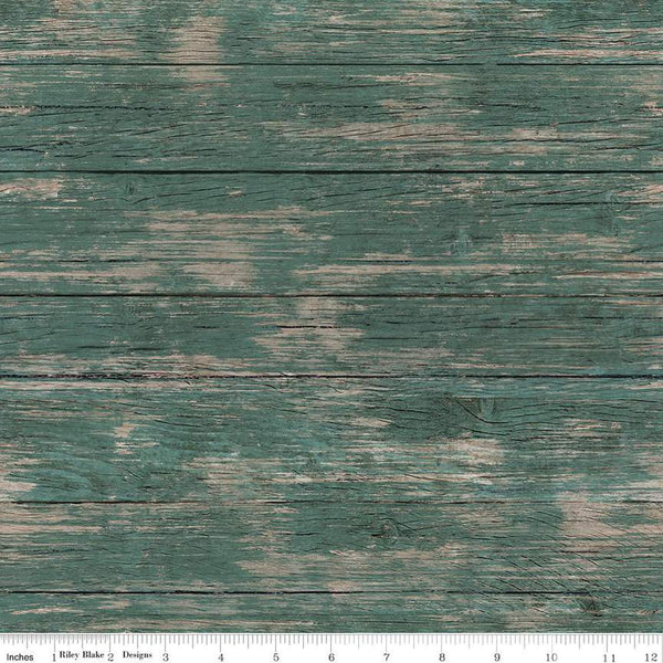 Spring Barn Quilts Barnwood C14334 Teal - Riley Blake Designs - Weathered Wood - Quilting Cotton Fabric