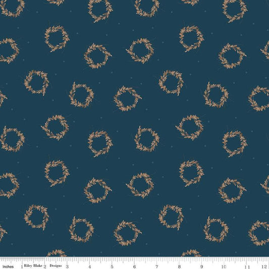 CLEARANCE Huckleberry Saltbox Wreaths C14351 Independence - Riley Blake Designs - Quilting Cotton Fabric