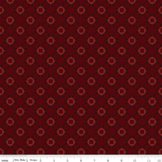 SALE Huckleberry Saltbox Tile C14352 Mahogany - Riley Blake Designs - Geometric Tone-on-Tone - Quilting Cotton Fabric
