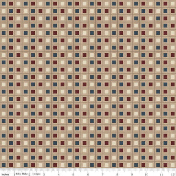DEAL Huckleberry Saltbox Blocks C14353 Almond - Riley Blake Designs - Geometric Dotted Grid Squares - Quilting Cotton Fabric
