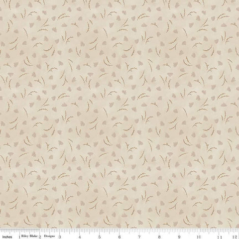 Fat Quarter End of Bolt - Huckleberry Saltbox Branches C14355 Oatmeal - Riley Blake Designs - Leaves Leaf Sprigs - Quilting Cotton Fabric