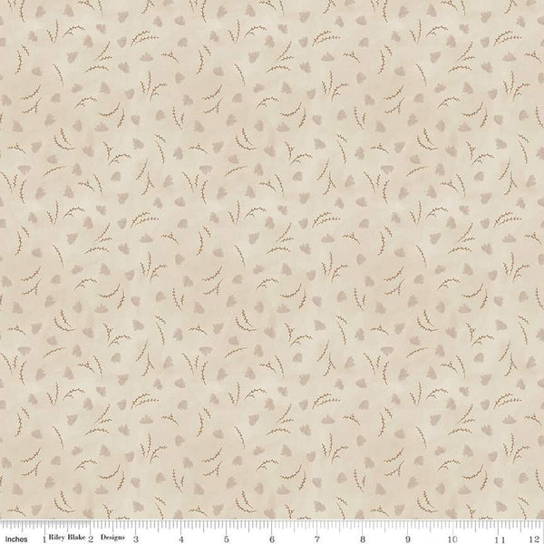 29" End of Bolt - Huckleberry Saltbox Branches C14355 Oatmeal - Riley Blake Designs - Leaves Leaf Sprigs - Quilting Cotton Fabric