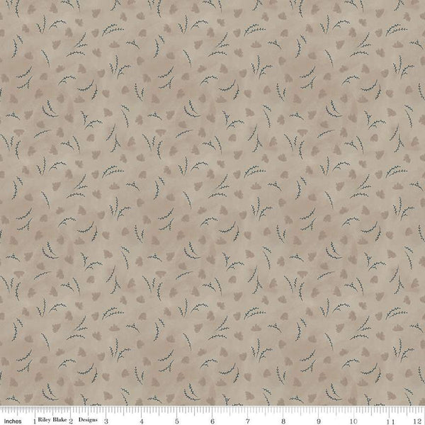 Huckleberry Saltbox Branches C14355 Pewter - Riley Blake Designs - Leaves Leaf Sprigs - Quilting Cotton Fabric