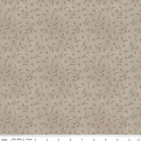 Huckleberry Saltbox Branches C14355 Pewter - Riley Blake Designs - Leaves Leaf Sprigs - Quilting Cotton Fabric