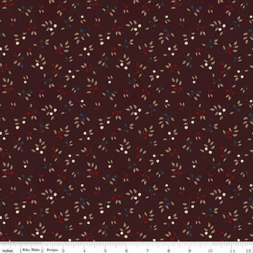 SALE Huckleberry Saltbox Sprigs C14356 Wine - Riley Blake Designs - Leaves Leaf Berries - Quilting Cotton Fabric