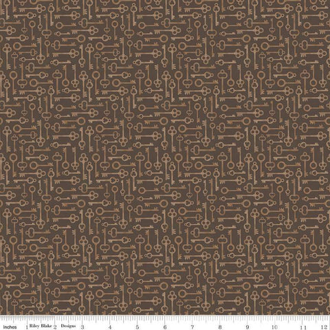Fat Quarter End of Bolt - SALE Huckleberry Saltbox Keys C14357 Russet by Riley Blake Designs - Quilting Cotton Fabric