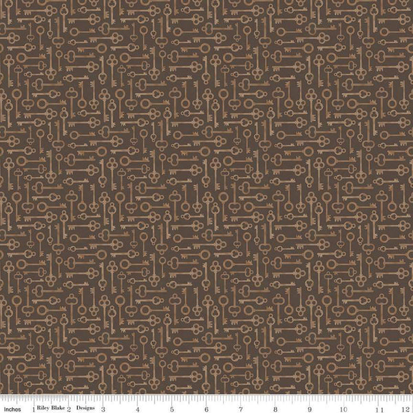 Fat Quarter End of Bolt - SALE Huckleberry Saltbox Keys C14357 Russet by Riley Blake Designs - Quilting Cotton Fabric