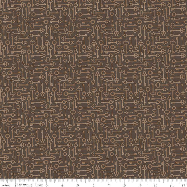 31" End of Bolt - SALE Huckleberry Saltbox Keys C14357 Russet by Riley Blake Designs - Quilting Cotton Fabric