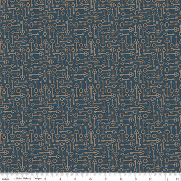 SALE Huckleberry Saltbox Keys C14357 Stone - Riley Blake Designs - Quilting Cotton Fabric