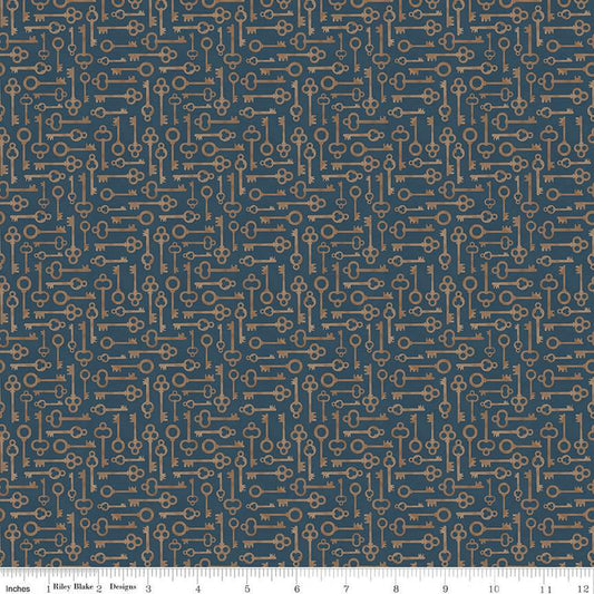 SALE Huckleberry Saltbox Keys C14357 Stone - Riley Blake Designs - Quilting Cotton Fabric