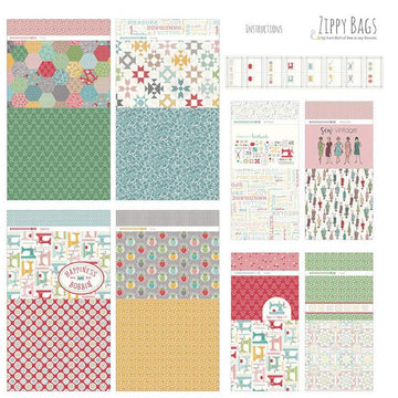 My Happy Place Home Decor CANVAS Zippy Bags LARGE Panel HD11216 - Riley Blake Designs - Lori Holt - Lightweight Canvas Cotton