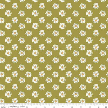 SALE Flora No. 6 Daisies C14461 Green - Riley Blake Designs - Floral Flowers - Quilting Cotton Fabric