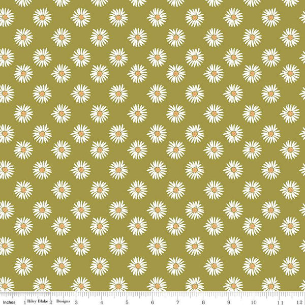 Flora No. 6 Daisies C14461 Green by Riley Blake Designs - Floral Flowers - Quilting Cotton Fabric