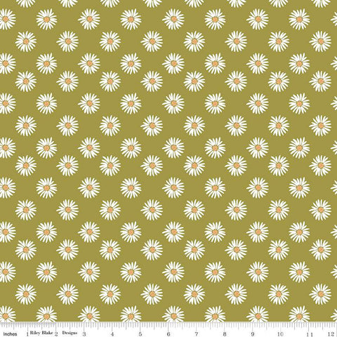 Flora No. 6 Daisies C14461 Green by Riley Blake Designs - Floral Flowers - Quilting Cotton Fabric