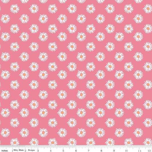 Flora No. 6 Daisies C14461 Pink - Riley Blake Designs - Floral Flowers - Quilting Cotton Fabric