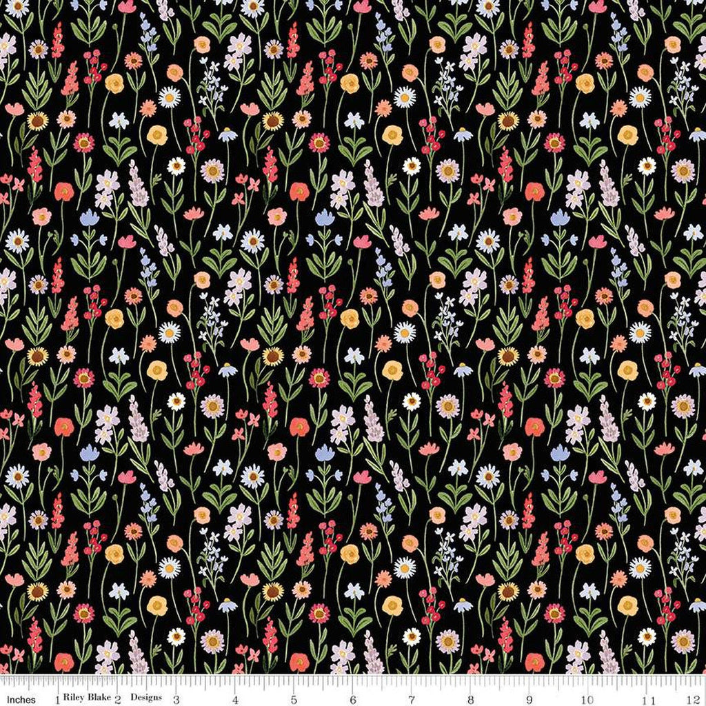 Flora No. 6 Stems C14462 Black by Riley Blake Designs - Floral Flowers - Quilting Cotton Fabric