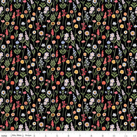 Flora No. 6 Stems C14462 Black by Riley Blake Designs - Floral Flowers - Quilting Cotton Fabric