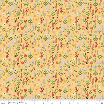 SALE Flora No. 6 Stems C14462 Yellow - Riley Blake Designs - Floral Flowers - Quilting Cotton Fabric