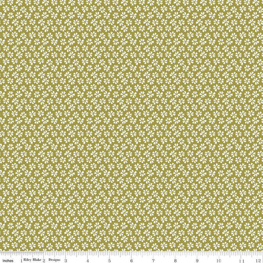 SALE Flora No. 6 Ditsy C14463 Green - Riley Blake Designs - Floral White Flowers - Quilting Cotton Fabri