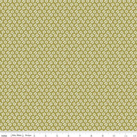 SALE Flora No. 6 Ditsy C14463 Green by Riley Blake Designs - Floral White Flowers - Quilting Cotton Fabri