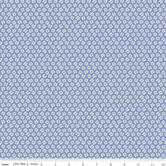Flora No. 6 Ditsy C14463 Periwinkle - Riley Blake Designs - Floral White Flowers - Quilting Cotton Fabric