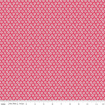 SALE Flora No. 6 Ditsy C14463 Raspberry - Riley Blake Designs - Floral White Flowers - Quilting Cotton Fabric