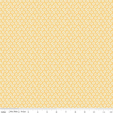 Flora No. 6 Ditsy C14463 Yellow - Riley Blake Designs - Floral White Flowers - Quilting Cotton Fabric