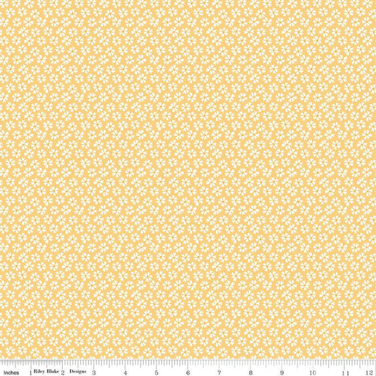 Flora No. 6 Ditsy C14463 Yellow - Riley Blake Designs - Floral White Flowers - Quilting Cotton Fabric
