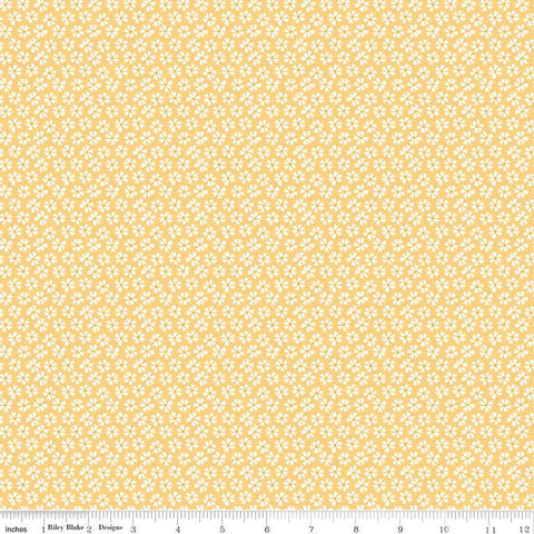 Flora No. 6 Ditsy C14463 Yellow by Riley Blake Designs - Floral White Flowers - Quilting Cotton Fabric