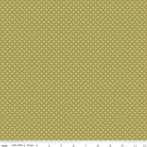Fat Quarter End of Bolt - CLEARANCE Flora No. 6 Geometric C14464 Green by Riley Blake Designs - Diagonal Cross Dots - Quilting Cotton Fabric