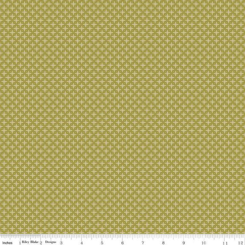 Fat Quarter End of Bolt - CLEARANCE Flora No. 6 Geometric C14464 Green by Riley Blake Designs - Diagonal Cross Dots - Quilting Cotton Fabric