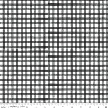 Flora No. 6 PRINTED Gingham C14465 Black - Riley Blake Designs - Black Cloud/White Checks - Quilting Cotton Fabric